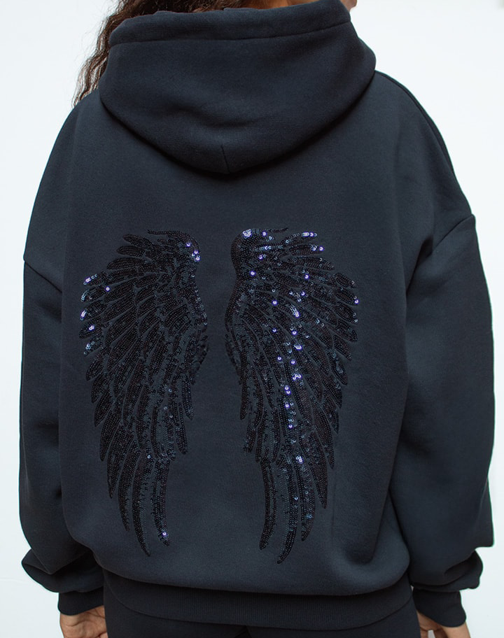 Sweatshirt mit Flügelaufschlag Blau